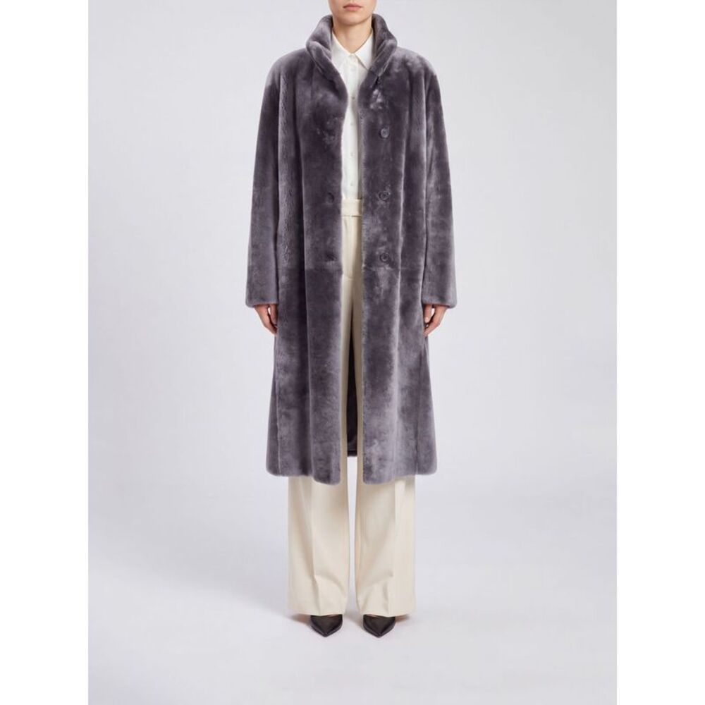 Giorgio Armani Women Giorgio Armani High Neck Lamb Shearling Coat